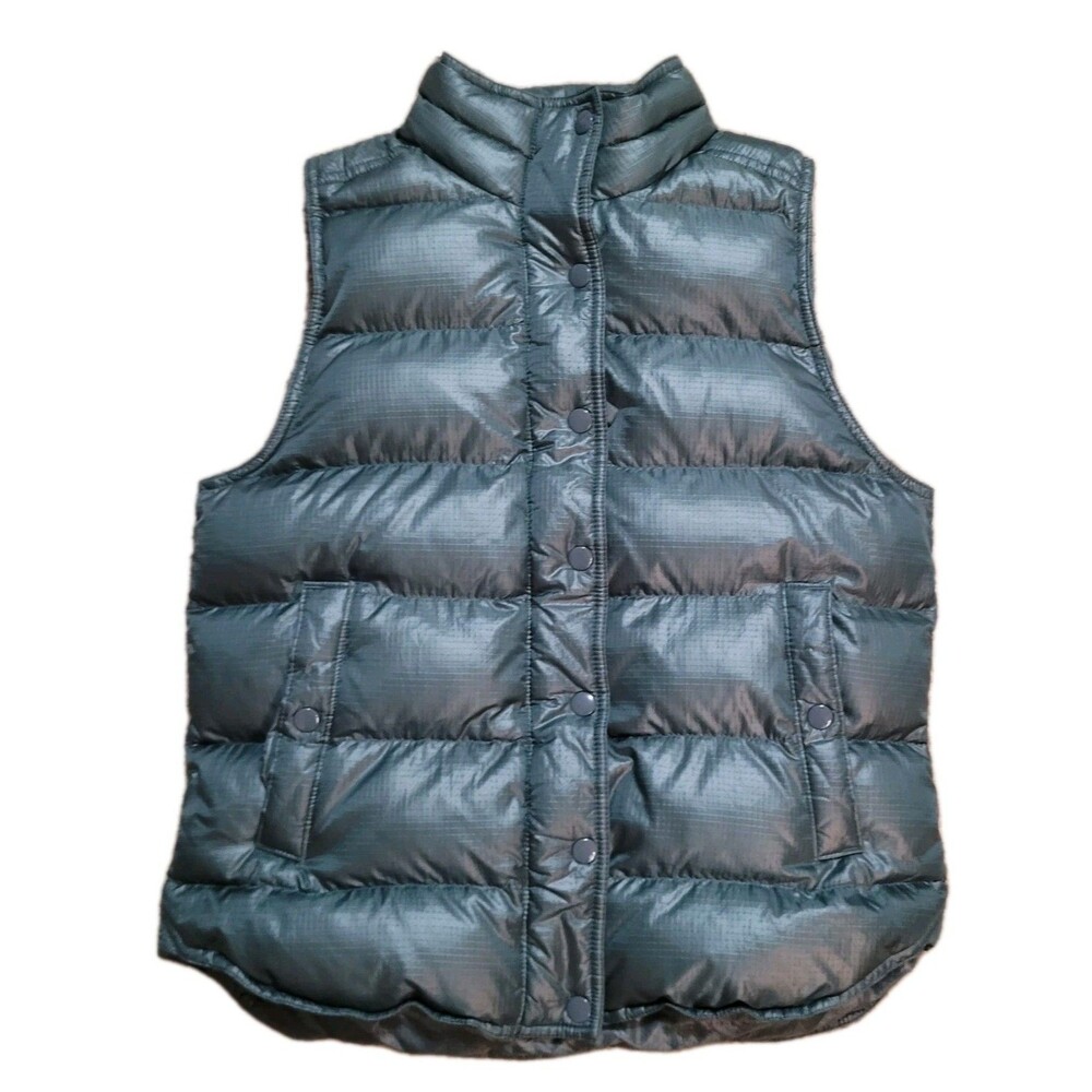 J Crew Puffer Vest Womens S Shiny Down Waterfowl Fill Full Zip Button Up Ripstop